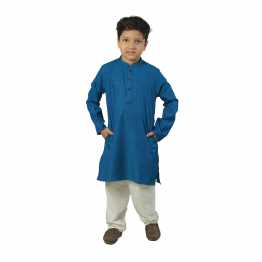 Boys' Slim Fit Panjabi  Jacquard Print Blue"